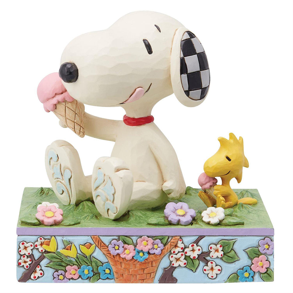 Jim Shore Peanut's Snoopy and Woodstock Eating Ice Cream Figurine 6014349