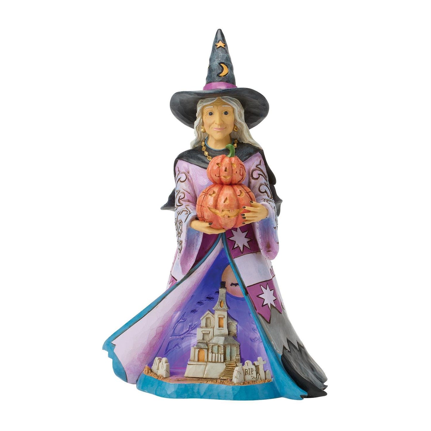 Jim Shore Witch Holding Pumpkins LED Figurine 6016638