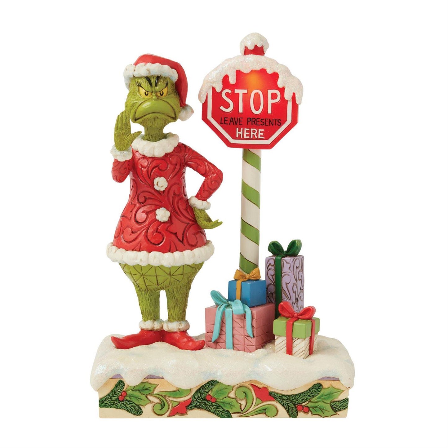 Jim Shore Grinch Grinch by Stop Sign LED Figurine 6017067