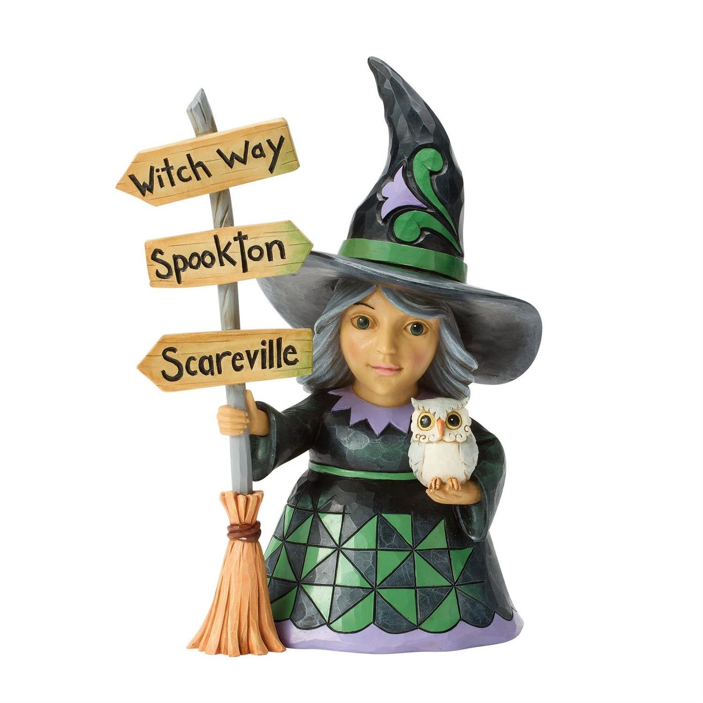 Jim Shore Good Witch Next to Broom Sign Figurine 6018088