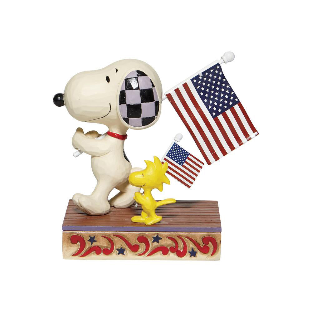 Peanuts Snoopy and Woodstock with Flags Figurine 6007960 by Jim Shore