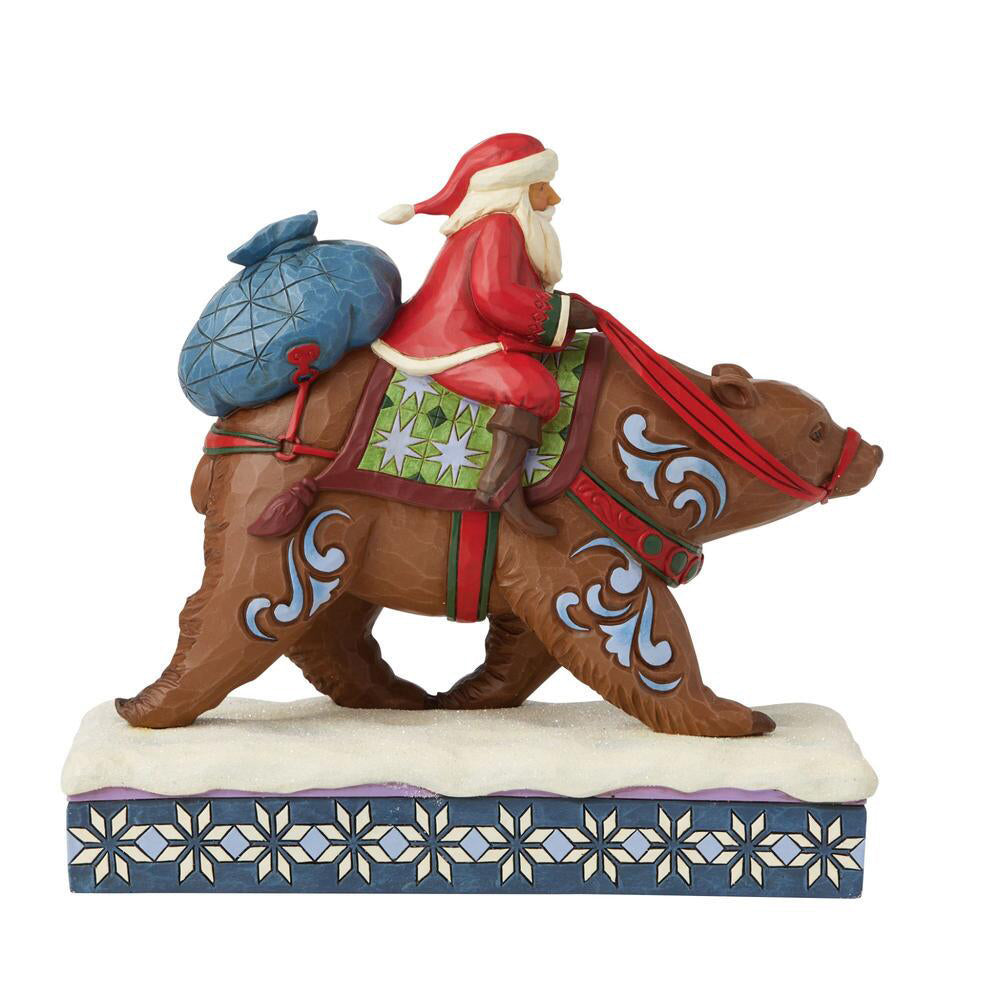 Santa Riding Brown Bear Figurine 6008875 by Jim Shore