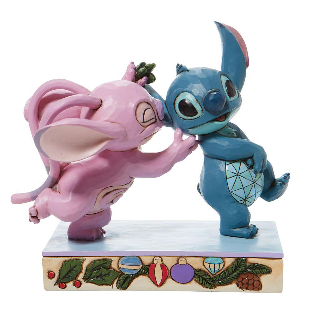 Disney's Angel and Stitch Mistletoe Figurine 6008980 by Jim Shore