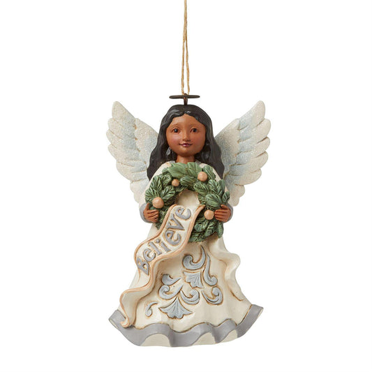 African American Woodland Believe Angel Ornament 6010355 by Jim Shore