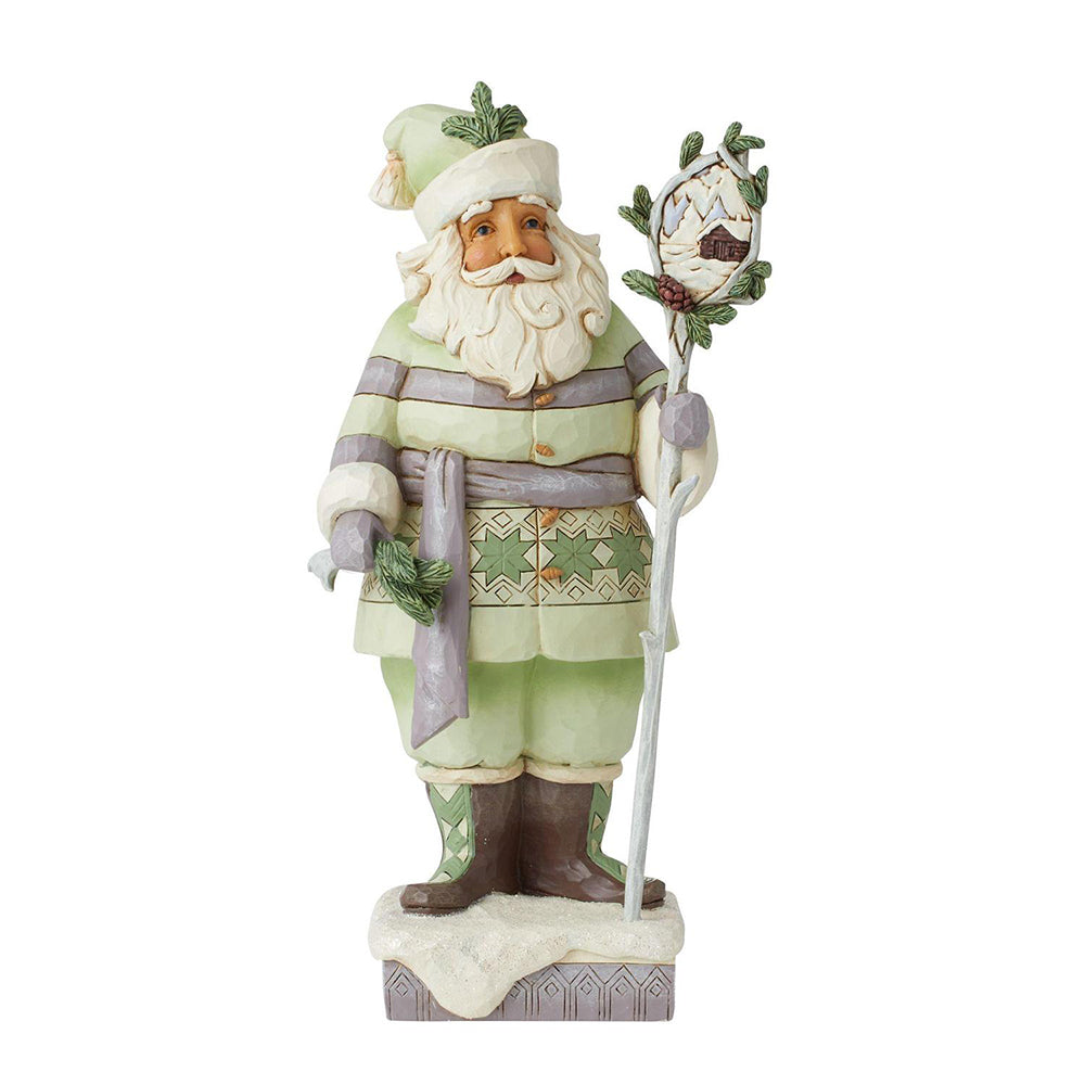 White Woodland Santa with Staff Figurine 6011614 by Jim Shore