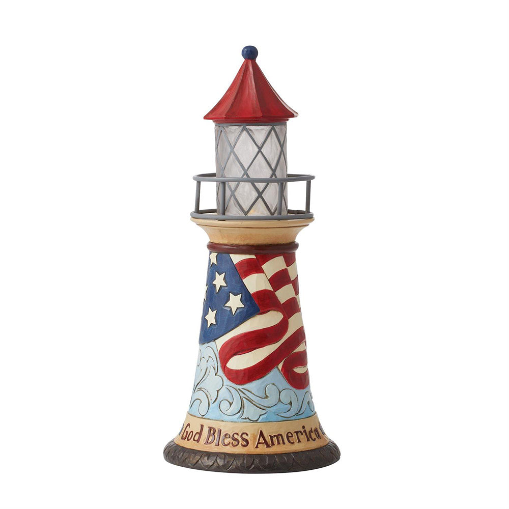 Patriotic LED Lighthouse Figurine 6012434 by Jim Shore