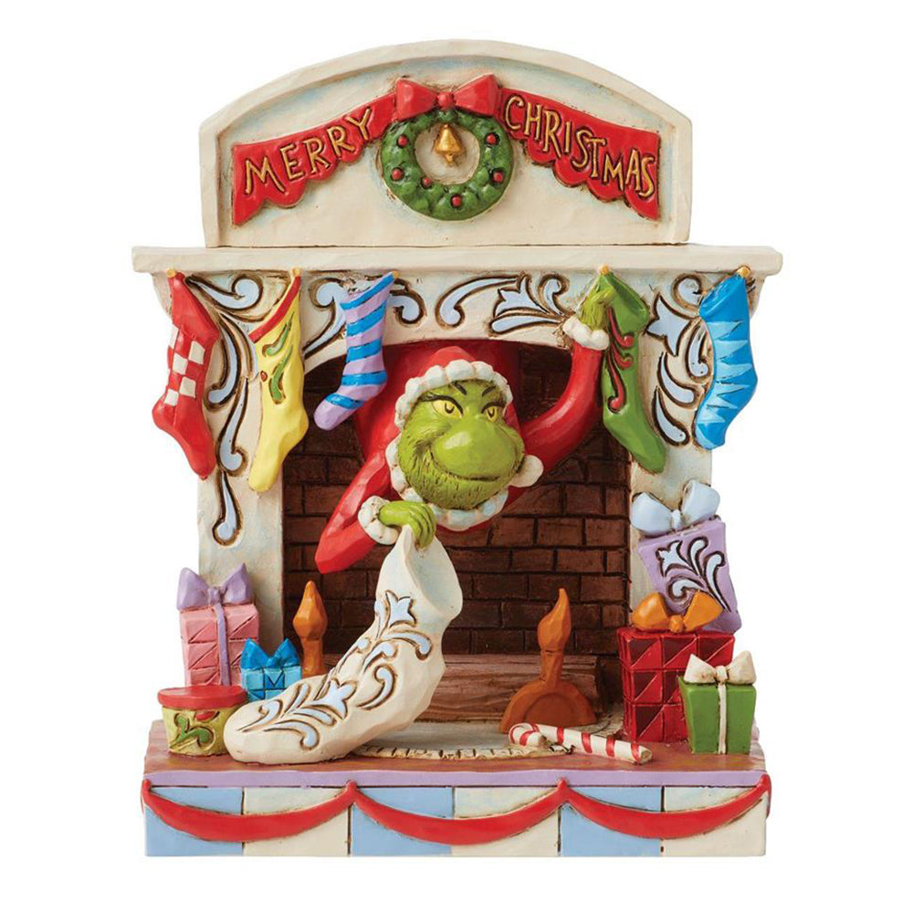 Grinch Peaking Out of Fireplace Figurine 6012693 by Jim Shore