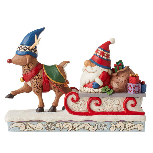 Jim Shore Reindeer Pulling Gnome Sled Figurine 6012954