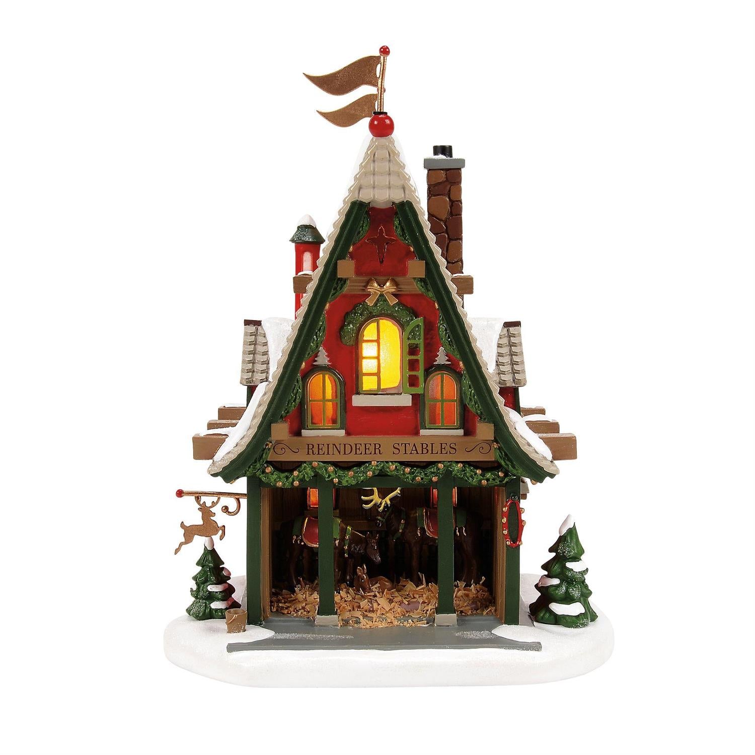 Department 56 50th Reindeer Acres Stable 6013442