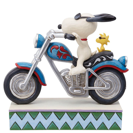 Peanut's Snoopy and Woodstock Riding Motorcycle Figurine 6014347 by Jim Shore