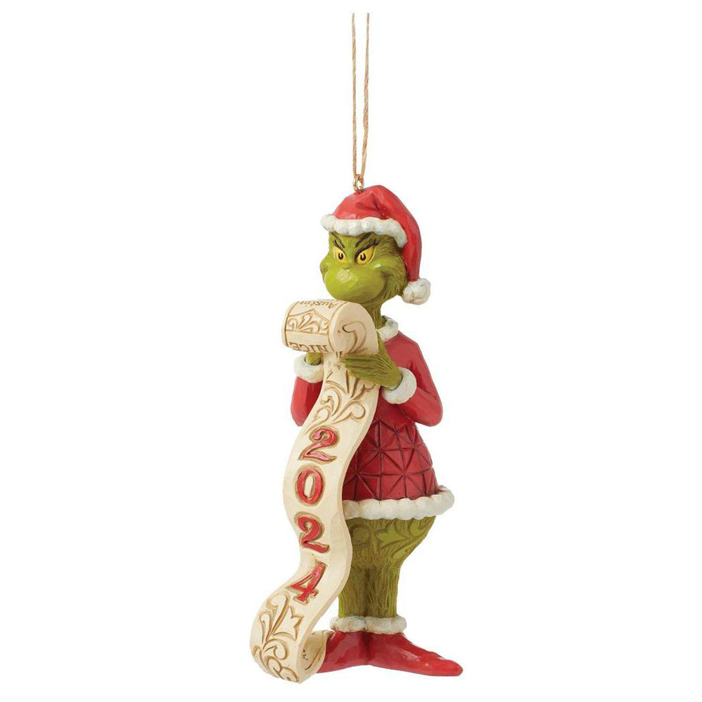 Dated 2024 Grinch Holding List Ornament 6015224 by Jim Shore