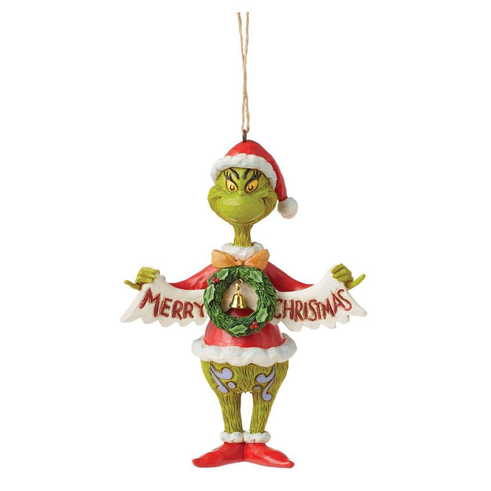 Jim Shore Grinch Holding Banner Ornament 6015226