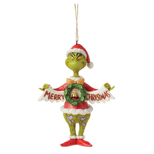 Jim Shore Grinch Holding Banner Ornament 6015226