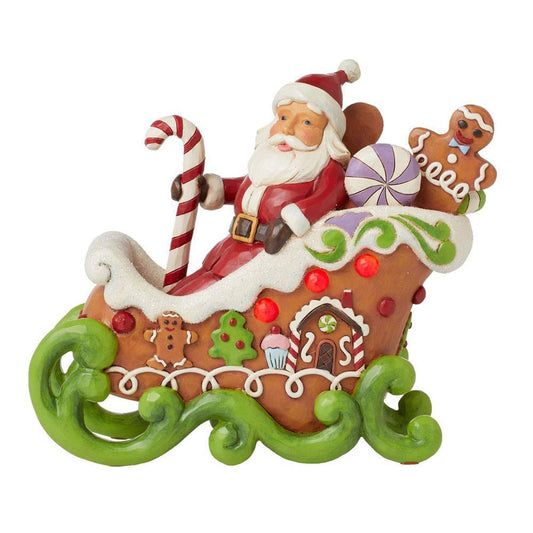 Jim Shore Gingerbread Santa LED Figurine 6015409