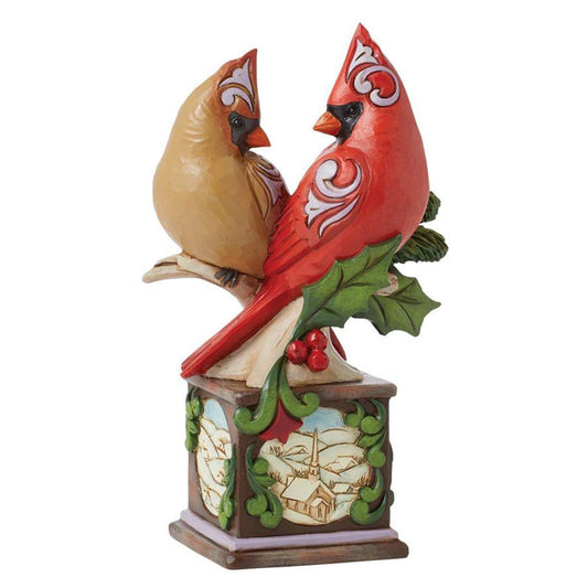 Jim Shore Cardinal Pair on Pedestal Figurine 6015523
