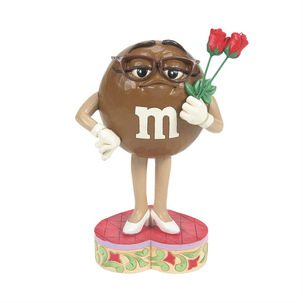 M&M'S Brown Character Holding Flower Figurine 6016116 by Jim Shore