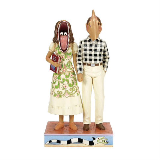 Beetlejuice Adam & Barbara Scary Masks Figurine 6016176 by Jim Shore