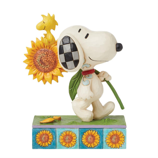 Jim Shore Peanuts Snoopy and Woodstock with Sunflower Figurine 6016281