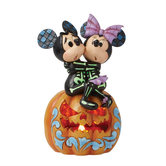 Jim Shore Disney's Mickey and Minnie Scared Skeletons Figurine 6016596
