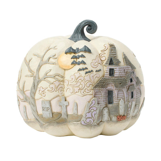 Jim Shore Pumpkin with Bats Flying Figurine 6016636