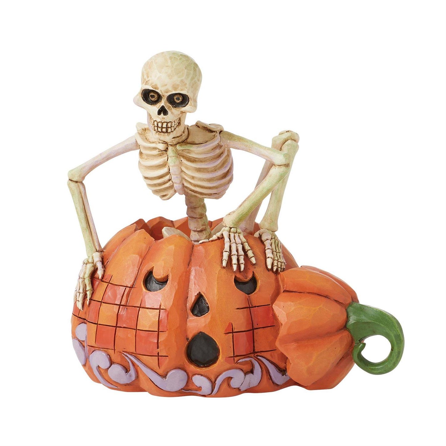 Jim Shore Skeleton Pop Out Pumpkin Figurine 6016643