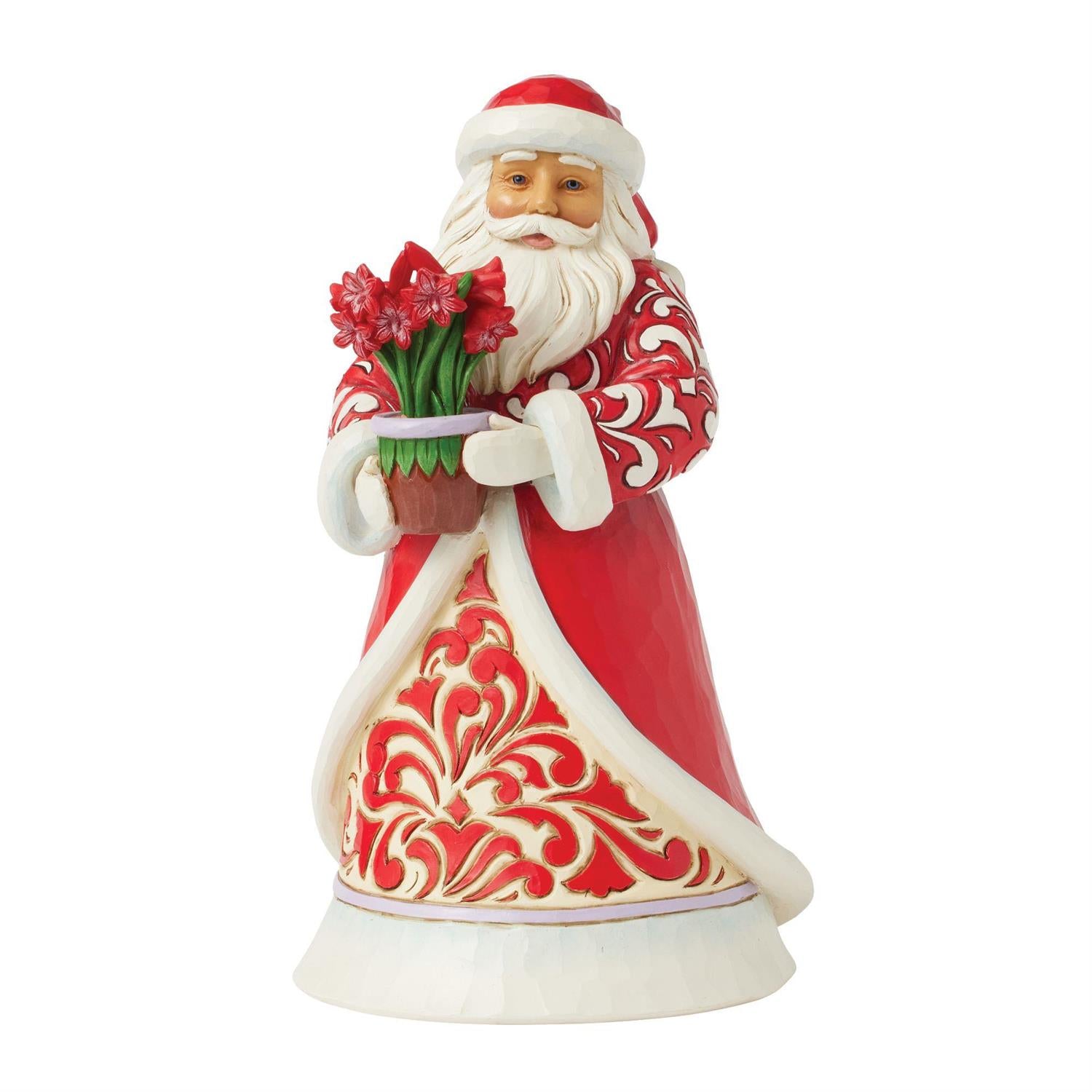Jim Shore Santa with Blooming Amaryllis Figurine 6017005