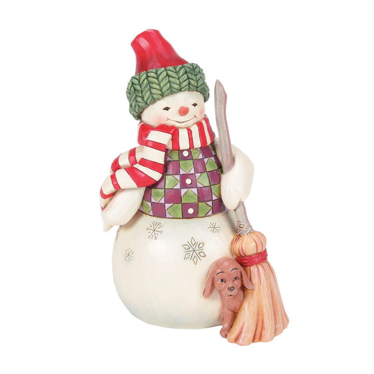 Jim Shore Snowman with Dog Peeking Figurine 6017014