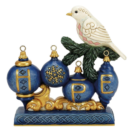Jim Shore Blue and Gold Hope with Dove Figurine 6017042
