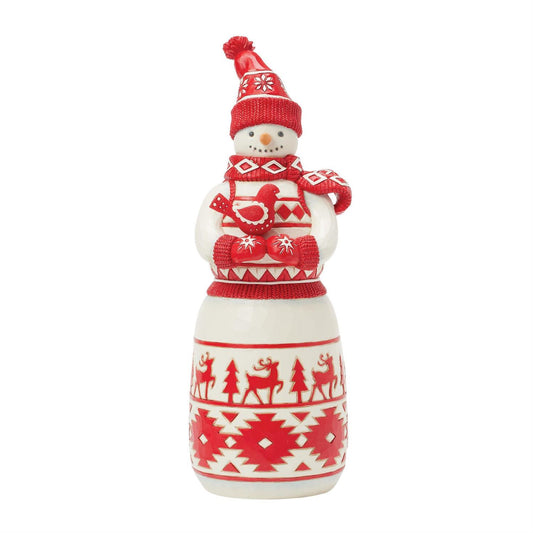 Jim Shore Nordic Noel Snowman with Cardinal Figurine 6017044