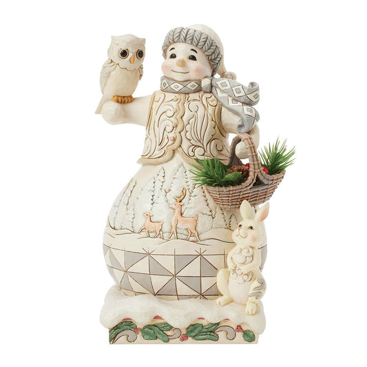 Jim Shore Woodland Snowman With Basket Figurine 6017168