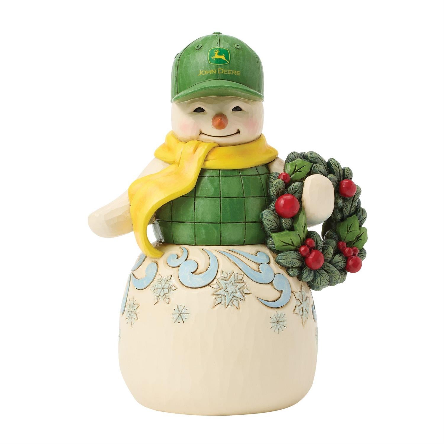 Jim Shore Snowman in John Deere Hat Figurine 6017245
