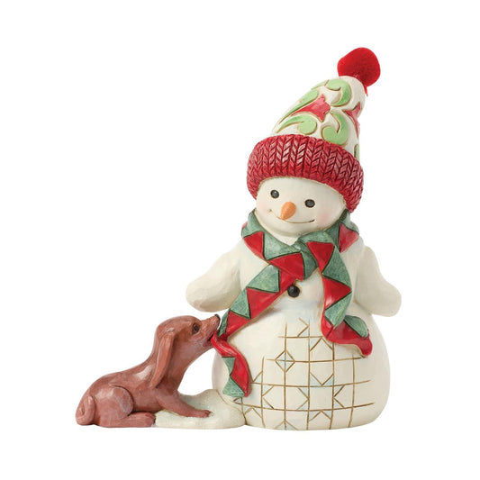Jim Shore Snowman with Dog & Scarf Pint Figurine 6017297