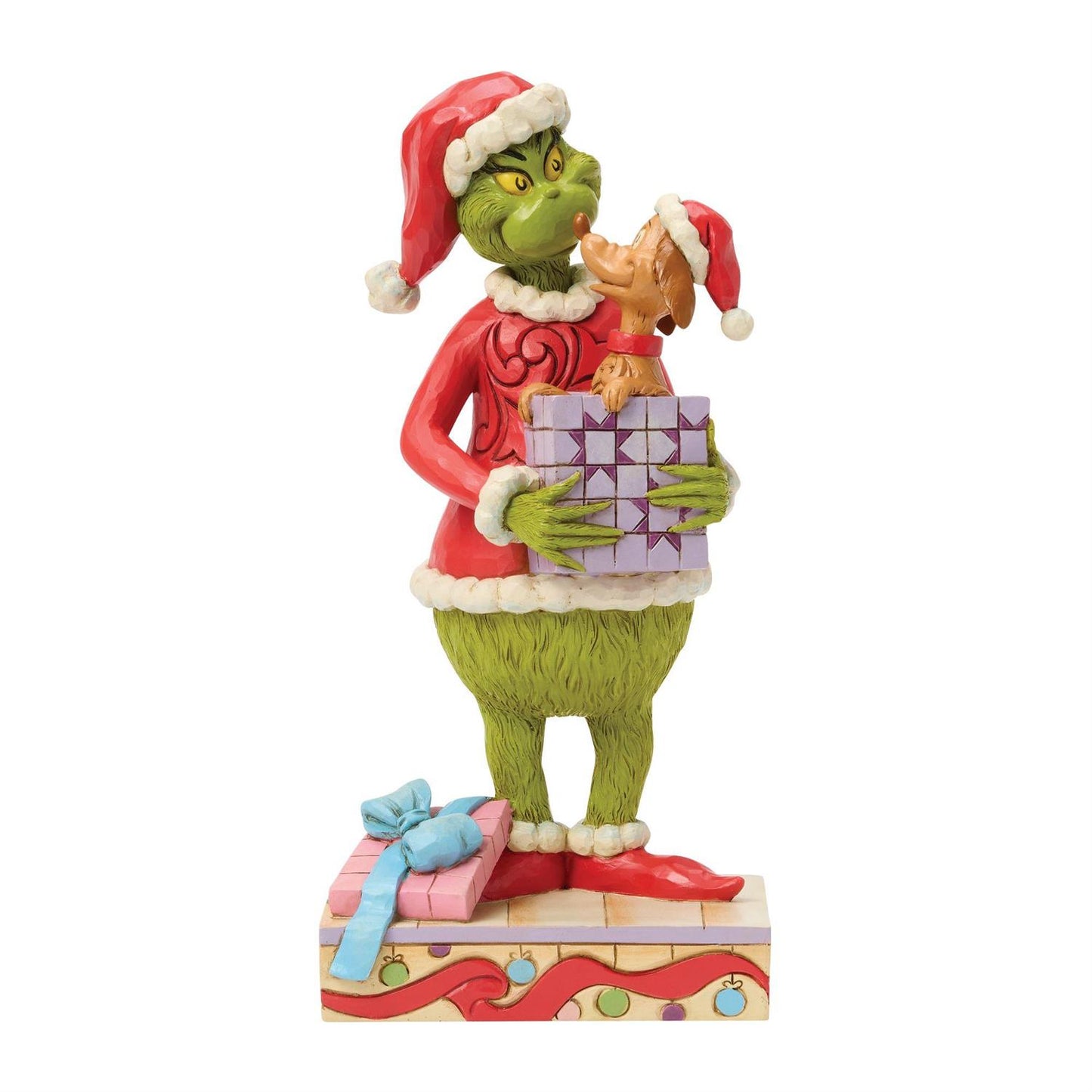 Jim Shore Grinch Holding Gift with Max Figurine 6018957