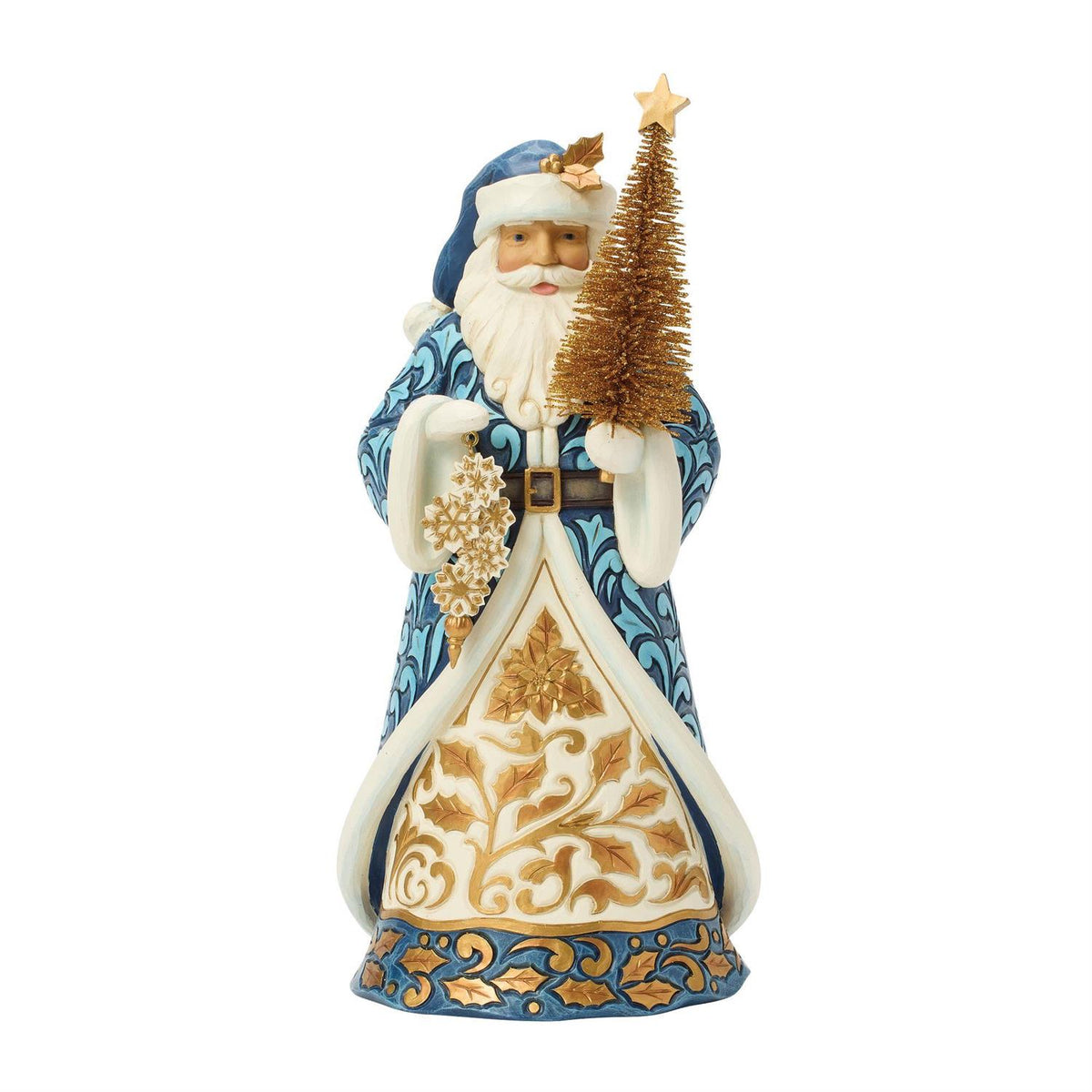 Jim Shore Blue and Gold Santa Sisal Figurine 6019090