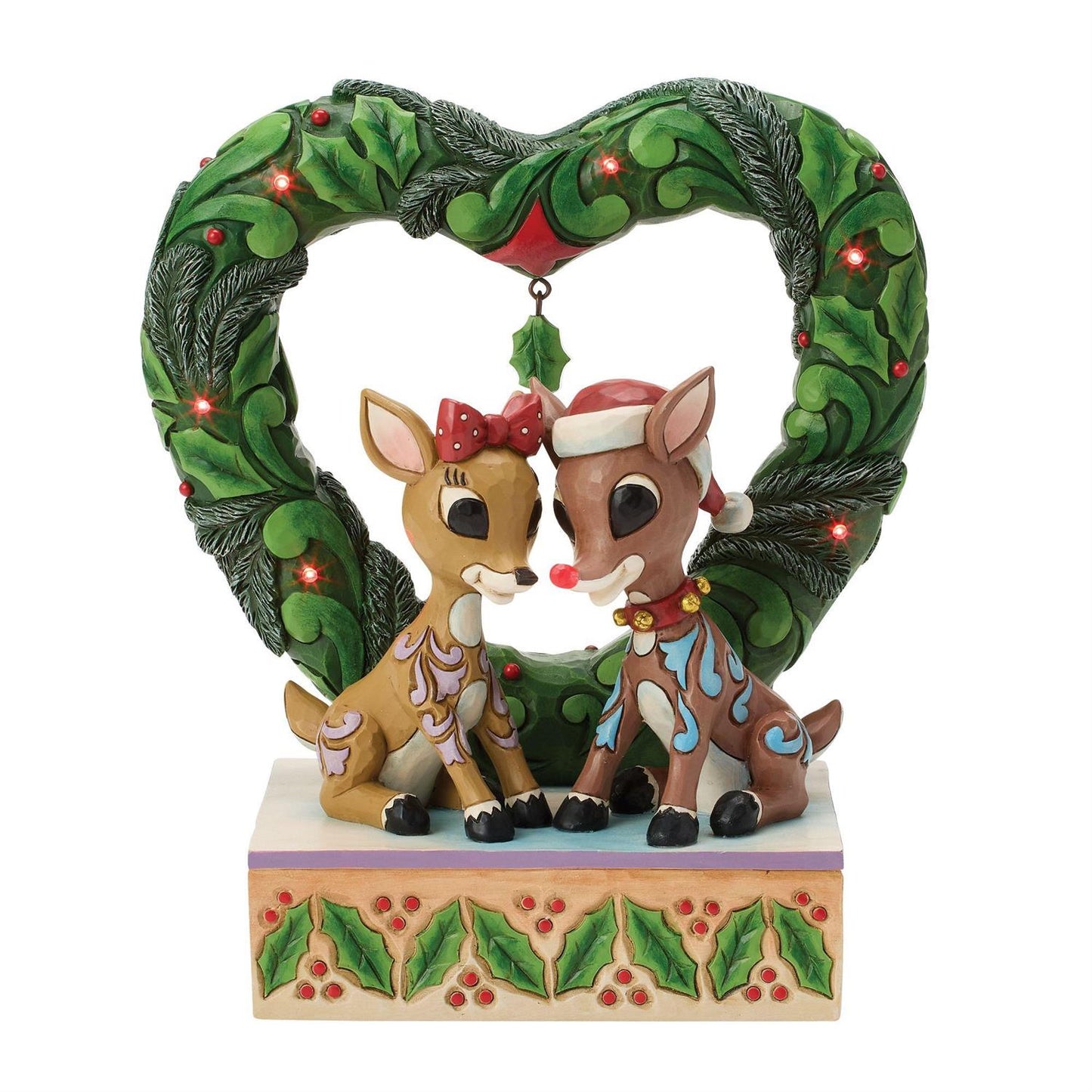 Jim Shore Rudolph & Clarice Heart Wreath Diorama Figurine 6019107